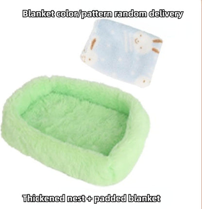 Rat Hammock for Cage Chew Proof Rat Toys Warm Bed, Small Animal Hanging Stainless Steel Basket Ferret Cage Accessories and Habitats Removable Nest Mat for Hamster, Sugar Glider, Hedgehog (Green)