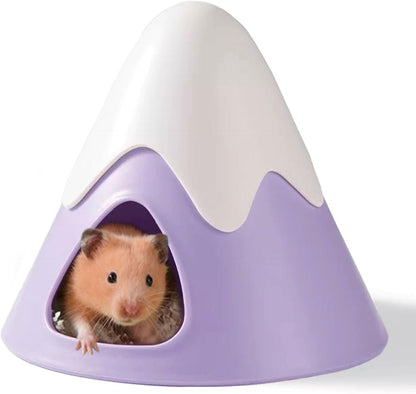 Hamster Hideout, Snowy Mountain Shape Hamster Hide House,Cute Small Animal Habitat Hideaway Hut for Syrian Hamsters, Mice, Gerbils, Rats (Purple)