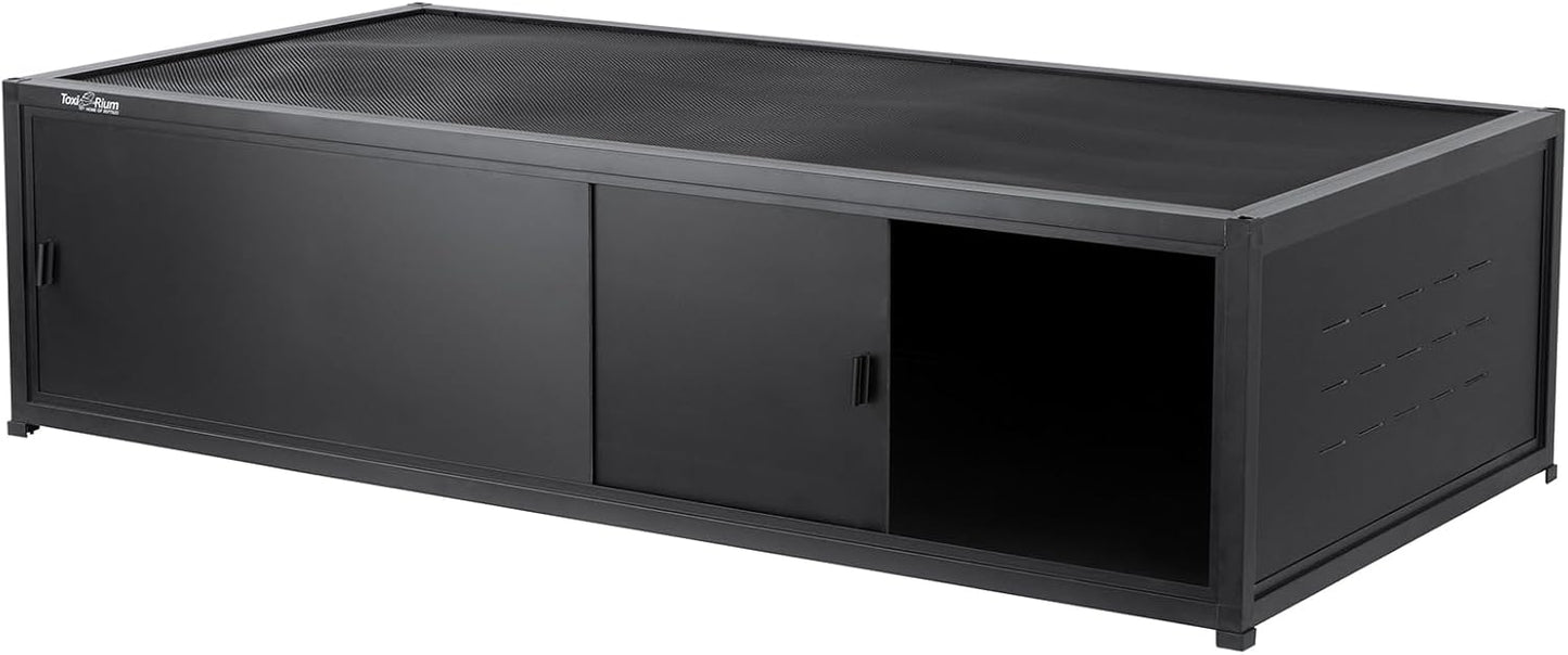 Large PVC Reptile Enclosure 76 Gallons with 12'' Height Cabinet Reptile Terrarium 44''x20''x20'' for Bearded Dragon Gecko Lizard Snake, Wide Breeding Vivarium Area with Sliding Doors Lock