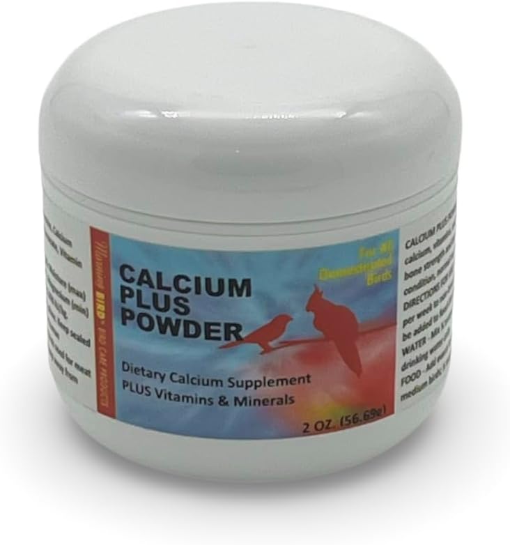 Morning Bird Calcium Plus Powder for Birds 2 oz – Calcium Supplement with Vitamin & Protein Powder – Supports Bone Health, Muscle Function & Digestive Balance – Easy-to-Mix Calcium Formula