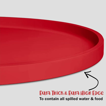 DogBuddy Dog Food Mat - Waterproof Dog Bowl Mat, Silicone Pet Mat for Food and Water Bowls, Nonslip Pet Feeding Mat with Edges, Dogs Food Mats for Floors, Puppy Supplies (Large, Red)