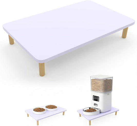 Wooden Elevated Cat Food Stand – Raised Pet Feeding Table for Cats and Dogs, Compatible with Most Bowls & Automatic Feeders, Solid Wood Pet Food Platform L(15.7 * 9.5in
