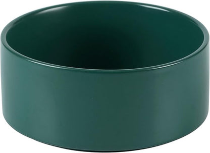 Non-Slip 8.2inch Ceramic Dog Food and Water Bowl for Large Breed Dogs, Pet Bowl for Replacement (Single Bowl, Green)