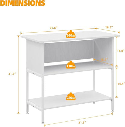 APPLOYN 40-50 Gallon Fish Tank Stand, Aquarium Stand with 3-Tier Storage Shelf, Heavy Duty Metal Frame for Turtle Reptile Terrarium Tank Stand, for Living Room, Office, 36.6" L x 18.9" W x 31.5" H, White