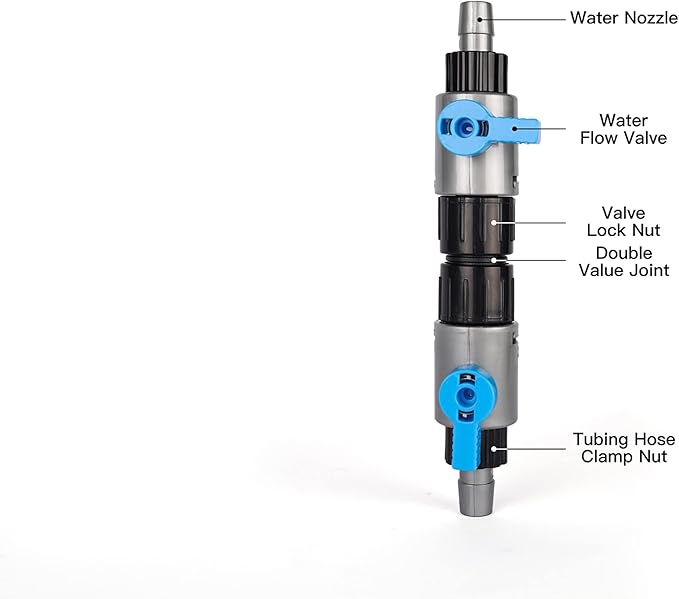 LANDEN Double Tab Connector for Aquarium, Canister Filter Hose Connector, Fish Tank Water Flow Control, Quick Release Valve,