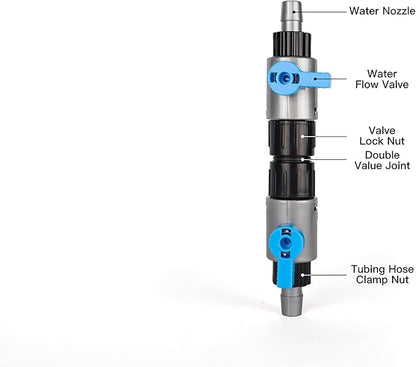 LANDEN Double Tab Connector for Aquarium, Canister Filter Hose Connector, Fish Tank Water Flow Control, Quick Release Valve,