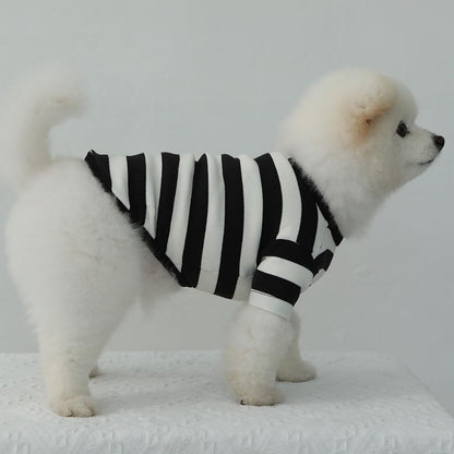 Dog Cotton Shirts for Small and Large Dogs Rugby Striped T-Shirts Soft Breathable Dog Shirt pet Clothes (X-Small, White/Black)