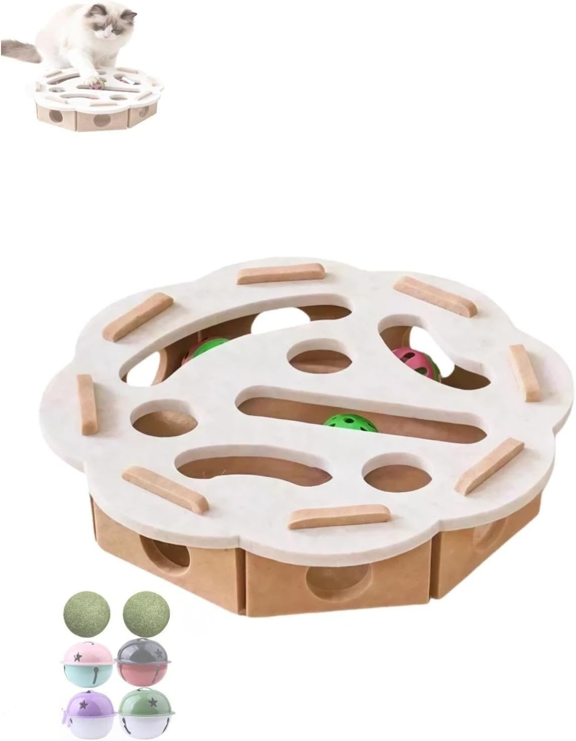 Cat Scratch & Nail File Interactive Puzzle Enrichment Box - Mental Stimulation for Indoor Cats