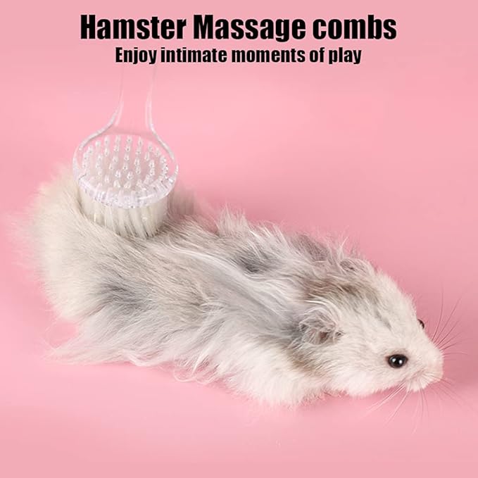 2 Pack Hamster Brush, Hedgehog Cleaning Supplies, Guinea Pig Massage Combs - Transparent