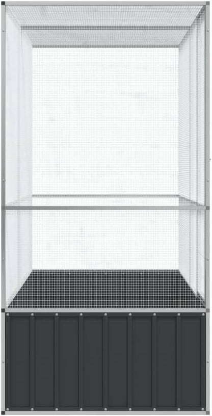 Galvanized Steel Large Flight King Bird Cage, Steel Outdoor Aviary, Outdoor Indoor Large Bird Cage Aviary Pet House for Cockatiels African Parakeets, 82.9"x42.1"x83.5",-301