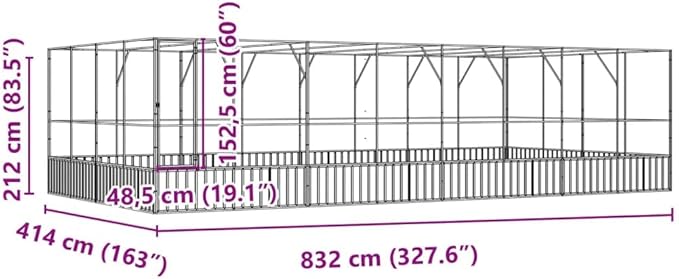 Galvanized Steel Large Flight King Bird Cage with Extension, Steel Outdoor Aviary, Outdoor Indoor Large Bird Cage Aviary Pet House for Cockatiels African Parakeets, 327.6"x163"x83.5",-319