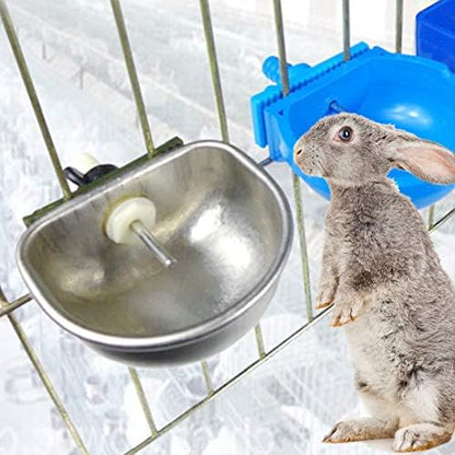 10PCS Stainless Steel Rabbit Water dispenser Rabbit Water Feeder with Bowl Automatic Rabbit Drinker Removable Hanging Pet Cage Water Bowls Rabbit Drinking Equipment