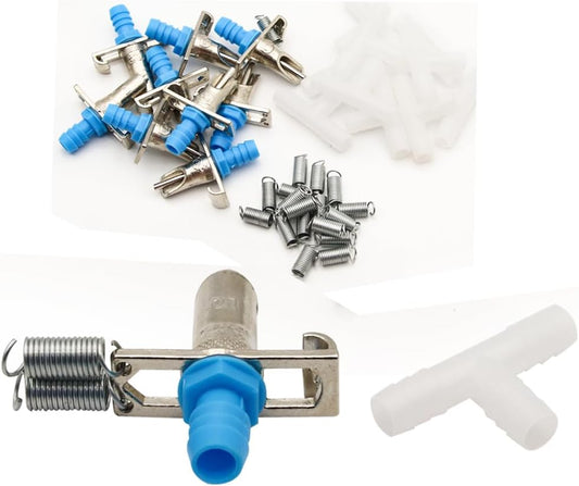 Automatic Rabbit Nipple Drinker with Double Springs 30Sets Guinea Pig Watering System Poultry Rats Rodent Bunny Drinkers(Blue)