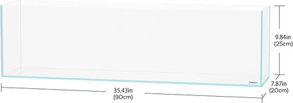 LANDEN 90L 10.8 Gal Rimless Low Iron Aquarium Long Fish Tank, Bookshelf Aquarium, W35.4×D7.87×H9.84 in(90x20x25cm) 6mm Thickness with Black Nano Foam Leveling mat Included