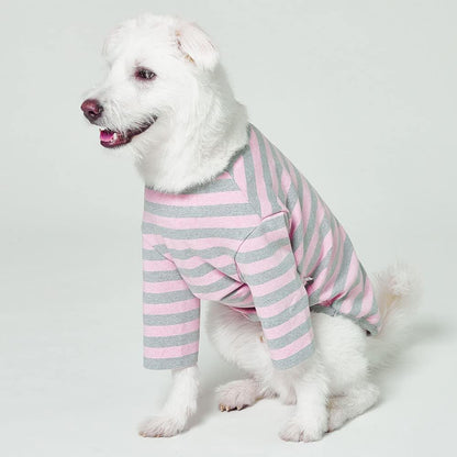 Dog Cotton Shirts for Small and Large Dogs Rugby Striped T-Shirts Soft Breathable Dog Shirt pet Clothes (4X-Large, Pink/Gray)
