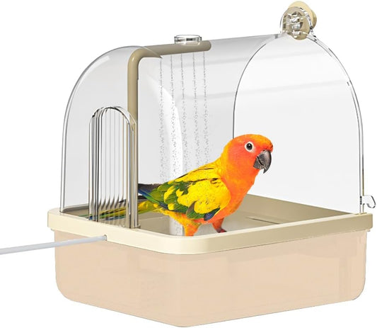 Bird Bath for Cage, Automatic Parakeet Bath with Pump, Indoor Bird Shower with Running Water, Filter, Bird Cage Accessory for Pet Birds, Lovebirds, Finches, Cockatiel