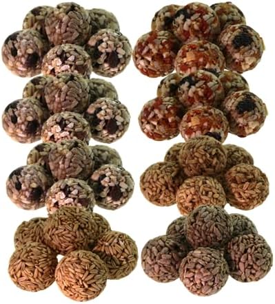 Bird Seeds Balls, 48 Pieces, with Sunflower Seeds, Oat and Mealworms, for Wild Bird, Squirrel, Chicken and Wildlife Small Animal. All in Nature Nutritious Food for Wild Small Animal