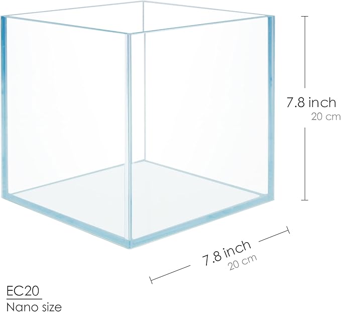 Cube Rimless Frameless Extra Clear All Glass Aquarium, Low Iron Glass Tank, 5mm Glass, White Leveling Mat Included, w/Lids Options