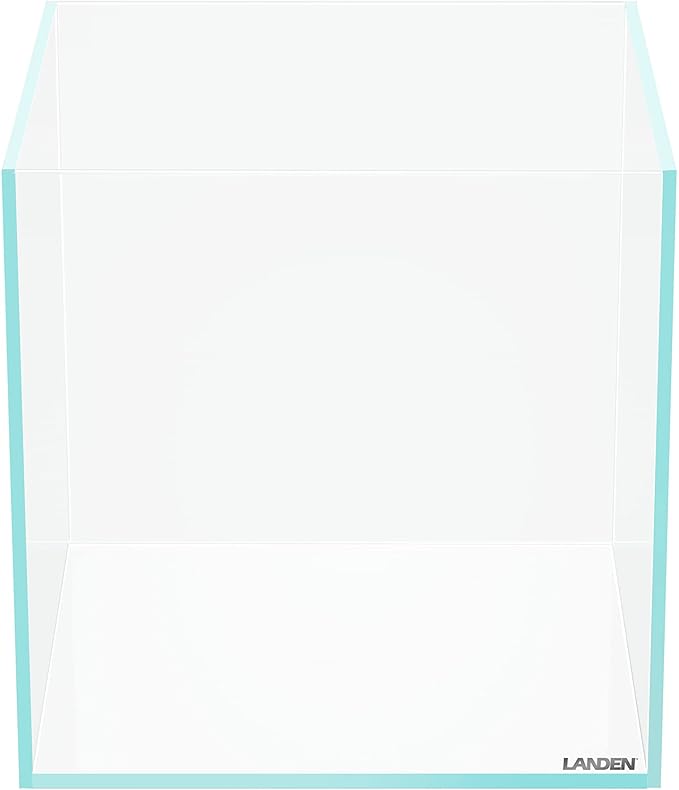 LANDEN 25C 3.7 Gallon Cube Rimless Low Iron Aquarium Tank, W9.84×D9.84×H9.84 in(25x25x25cm) 5mm Thickness with Nano Foam Leveling Mat Included