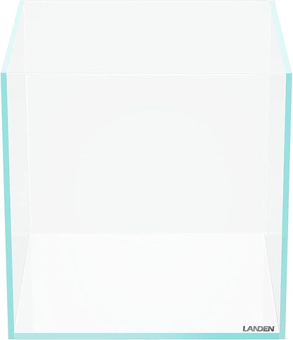 LANDEN 25C 3.7 Gallon Cube Rimless Low Iron Aquarium Tank, W9.84×D9.84×H9.84 in(25x25x25cm) 5mm Thickness with Nano Foam Leveling Mat Included