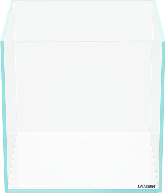 LANDEN 25C 3.7 Gallon Cube Rimless Low Iron Aquarium Tank, W9.84×D9.84×H9.84 in(25x25x25cm) 5mm Thickness with Nano Foam Leveling Mat Included