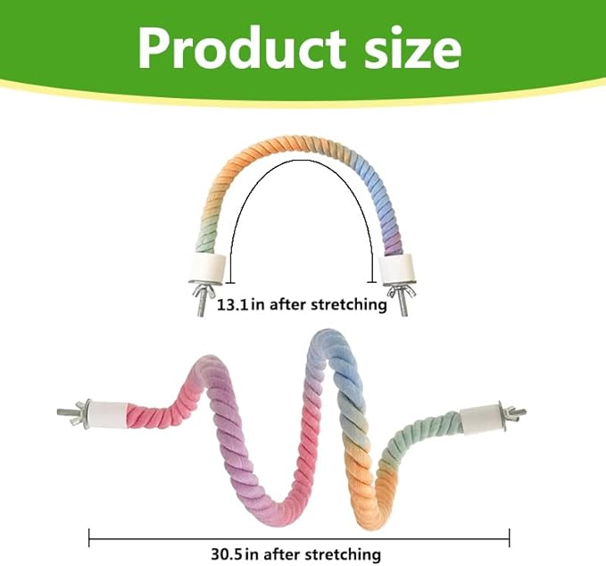 3Pcs Rope Perches for Bird Cages, Rope Perch for Parrots, Cockatiels & Parakeets, Bird Cage Accessories