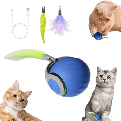 Speediest Tail 2.0 Cat Toy,Interactive CatToy,CatToys for Indoor Cats,Chewie Viral Cat Ball,Adjustable Sports Rolling Toy,Electric Rolling Ball Christmas Birthday Gift for Pets