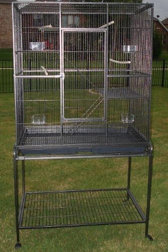Pet Products 64" Extra Large Wrought Iron Breeding Bird Flight Home Cage Side Nesting Box Doors Tight 1/2-Inch Bar Spacing with Removable Rolling Stand