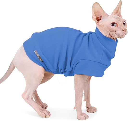 Fleece Dog Sweatshirt - Cold Weather Hoodies Spring Soft Vest Thickening Warm Cat Sweater Puppy Clothes Sweater Winter Sweatshirt Pet Pajamas for Small Dog Cat Puppy (Small, Sky Blue)