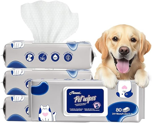 MIOSSZI 320 PCS Dog Cleaning Wipes for Paws and Butt Dog Wipes Cleaning Deodorizing Pet Wipes for Dogs & Cats for Dogs Grooming Wipes Extra Thick Puppy Wipes