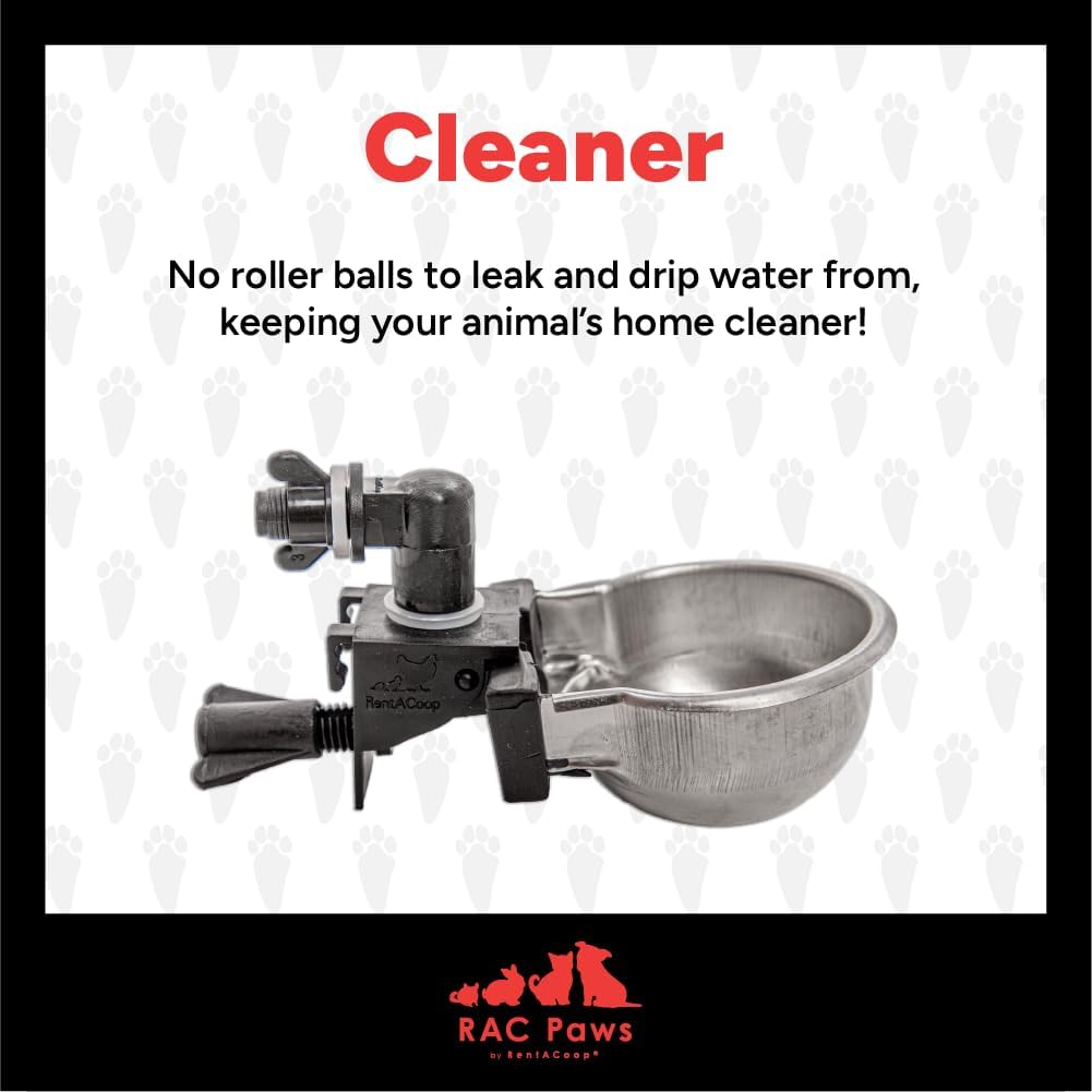 RAC Paws by RentACoop DIY Auto-Fill Metal Cups Waterer Kit - Great for Small Animals, Pets, Bunnies, Ferret, Chickens, Hamsters, Guinea Pigs, Rabbits, Chinchillas, Mice, Rats - 6 Pack