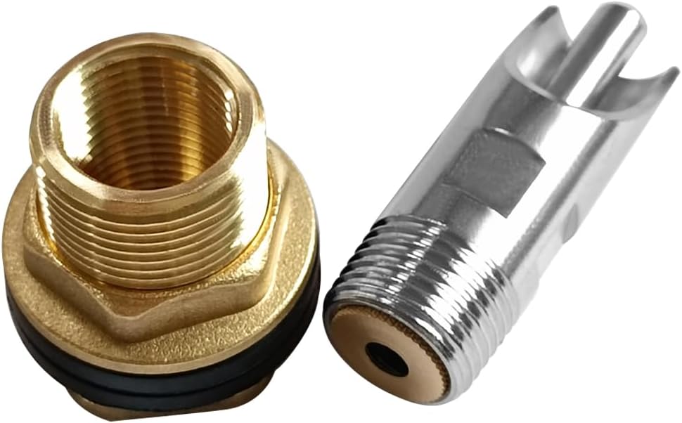 Joywayus 5PCS 1/2 Stainless Steel Automatic Pig Nipple Water Drinker Feeder Waterer + 5PCS 1/2 Female to 3/4 Male Brass Water Tank Connector Bulkhead Fitting Kit for Sows Piglets Drinking