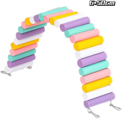 2Pcs Hamster Swing Toy, Soft Climbing Ladder, Wooden Arch Bridge, Hideaway Fence Tunnel, Landscape Supplies Climbing Ladder (Colorful)