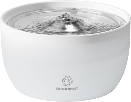 Cat Water Fountain: Silent cat Fountains for Drinking with Ultra-Quiet Pump, 101.4oz/3L Automatic Pet Fountain with 2 Filters, Easy Clean Water Fountains for Cats Indoor, White