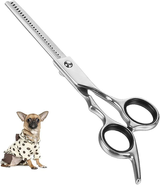Dog Grooming Scissors 4CR Stainless Steel Pet Thinning Shears, Heavy-duty Titanium Coated, Size 6.7"