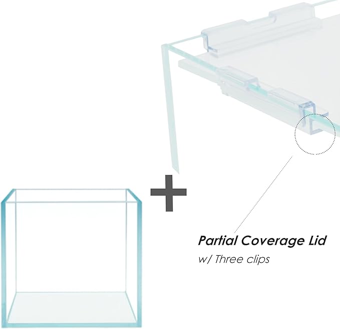 Cube Rimless Frameless Extra Clear All Glass Aquarium, Low Iron Glass Tank, 5mm Glass, White Leveling Mat Included, w/Lids Options