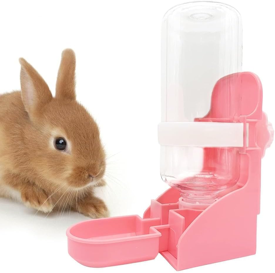 kathson Rabbit Water Bottle, 17oz Hanging Water Fountain Automatic Dispenser No Leak WaterFeeder for Bunny Chinchilla Guinea Pig Hedgehog Ferret