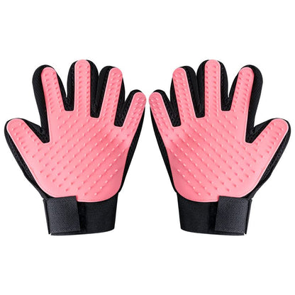 Efficient Pet Grooming Glove - Gentle Shedding Brush for Dogs, Cats, Horses, & more with Long & Short Hair - 1 Pair (Pink)