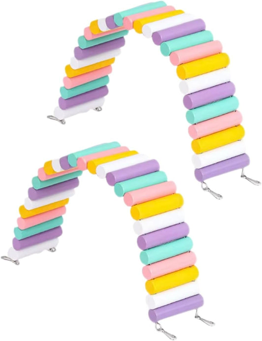 2Pcs Hamster Swing Toy, Soft Climbing Ladder, Wooden Arch Bridge, Hideaway Fence Tunnel, Landscape Supplies Climbing Ladder (Colorful)
