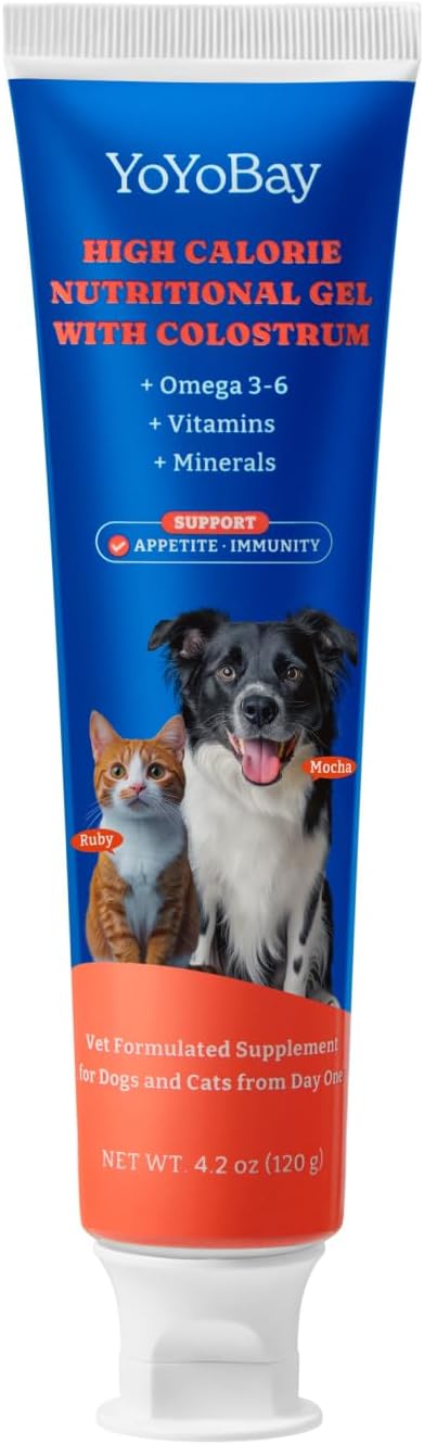 Bovine Colostrum Nutritional Gel for Dog & Cat - High Calorie Supplement for Dogs and Cats, Support Appetite for Cat, Immune Support, Dog Weight Gainer, Senior Dogs Cats Supplement