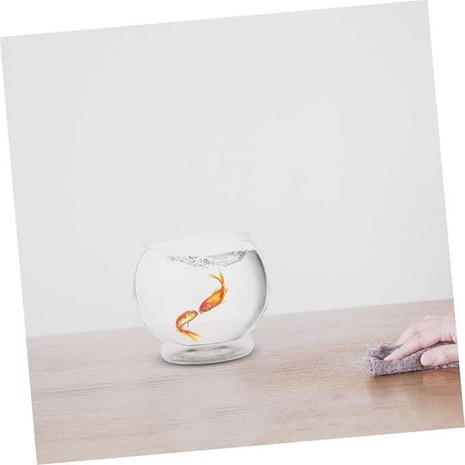 Mipcase Round Desktop Fish Bowl Plastic Small Fish Tank for Shrimp and Turtle Aquarium for Home Office and Garden Decor