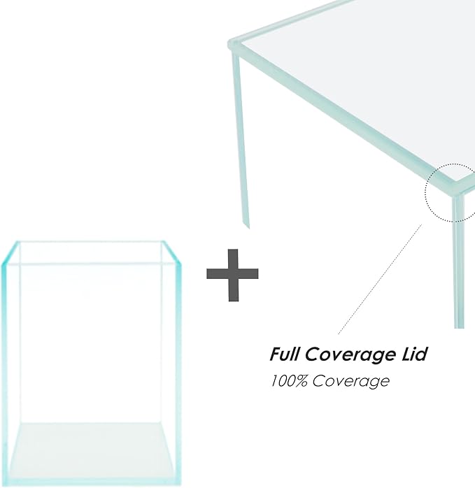 Nano Tall Rimless Frameless Extra Clear Glass Aquarium, Low Iron Glass Tank, 5mm Glass, White Leveling Mat Included, w/Lids Options
