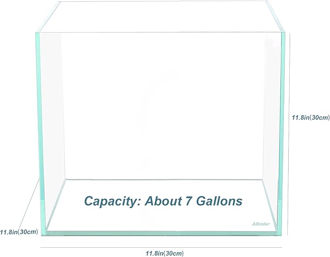 Ultra Clear Rimless Aquarium Tank 6-60 gallons Low Iron Glass (7Gal - Top Glass Canopy)