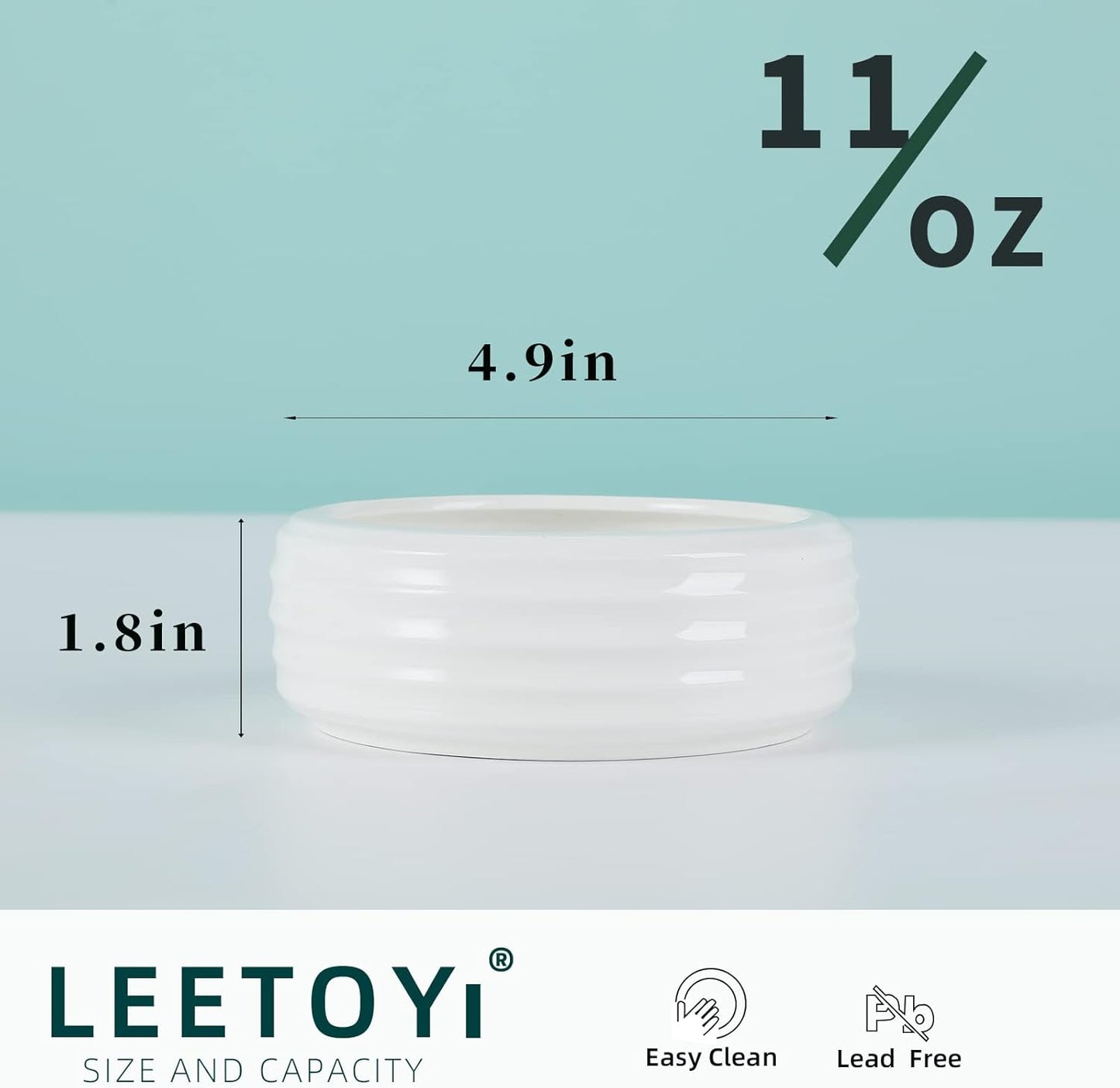 Reptile Food Bowls Ceramic Round Reptile Water Food Dish, Pet Food Bowl for Lizards, Small Snakes, Young Bearded Dragons, Gecko Tortoise Spider (White, Large-1Pack)