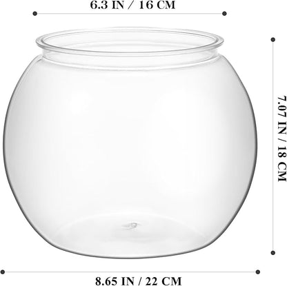 Goldfish Bowl Plastic Fish Bowl Clear Small Fish Tank Transparent Aquarium Hydroponic Planter for Living Room Home Office Table Decor
