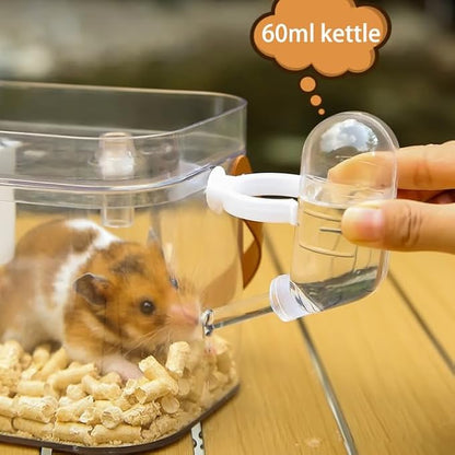 KAMEIOU Travel Small Animals Guinea Pig Cage Carrier for Hamsters Hedgehogs Ferret Guinea Pigs Portable Carrier Cage with Belt Handle Ice Storage Water Bottle 360° Transparent Breathable Box Carriers