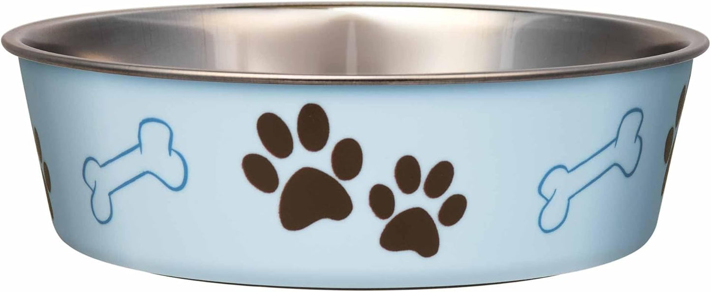 Loving Pets Bella Dog Bowls- Stainless Steel Dog & Cat Bowls - Spill Proof Dog Food Bowl, Cat Bowl, Puppy Essentials & Pet Supplies Great for Home & Travel (Medium 20-35 lbs, Murano Blue)
