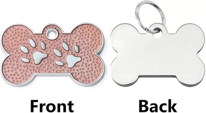 Personalized Dog Cute Paw Pet ID Tag for Pet Collar or Key Chain - cat Name tag, Personalized cat id tag, Kitten Name tag, Kitten id tag (Bone-Shaped-Small: Light Gold)