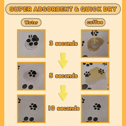 Pet Feeding Mat Dog Cat Food Mat for Floors Waterproof Food and Water Bowl Mats for Indoor Absorbent Non-Slip Dog Food Mat Quick Dry Pet Food Mats 12x20in Light Gray