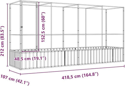 Galvanized Steel Large Flight King Bird Cage with Extension, Steel Outdoor Aviary, Outdoor Indoor Large Bird Cage Aviary Pet House for Cockatiels African Parakeets, 164.8"x42.1"x83.5",-305